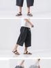 Men's Summer Loose Fit Linen Capri Pants - Solid Color, Plus Size, Chinese Style Casual Trousers
