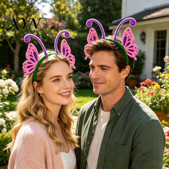 Thin Hairband for Running Insect Wing And Antenna Headband, Cute Butterfly Bee Ladybug Bendable Tentacle Hair Accessory Felt Headpiece Halloween
