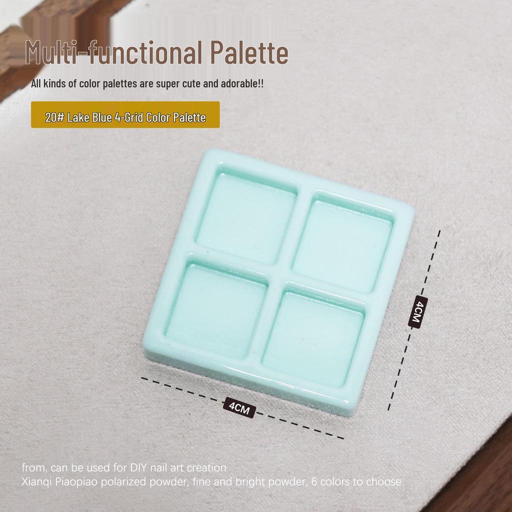 Multi-Functional Nail Art Palette: Four-Grid Polish & Gel Mixer with Brush