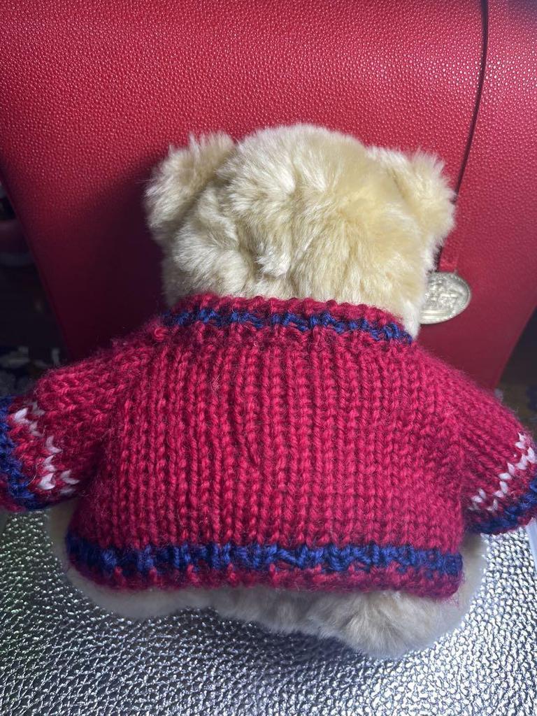 [USED] Teddy bear, teddy bear wearing a sweater, pastel, retro