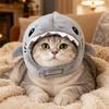 Funny Adjustable Cat Shark Headdress Warm Soft Cat Decorative Hat Cute Cartoon Cat Warm Hat Cosplay Party Pet Head Cover