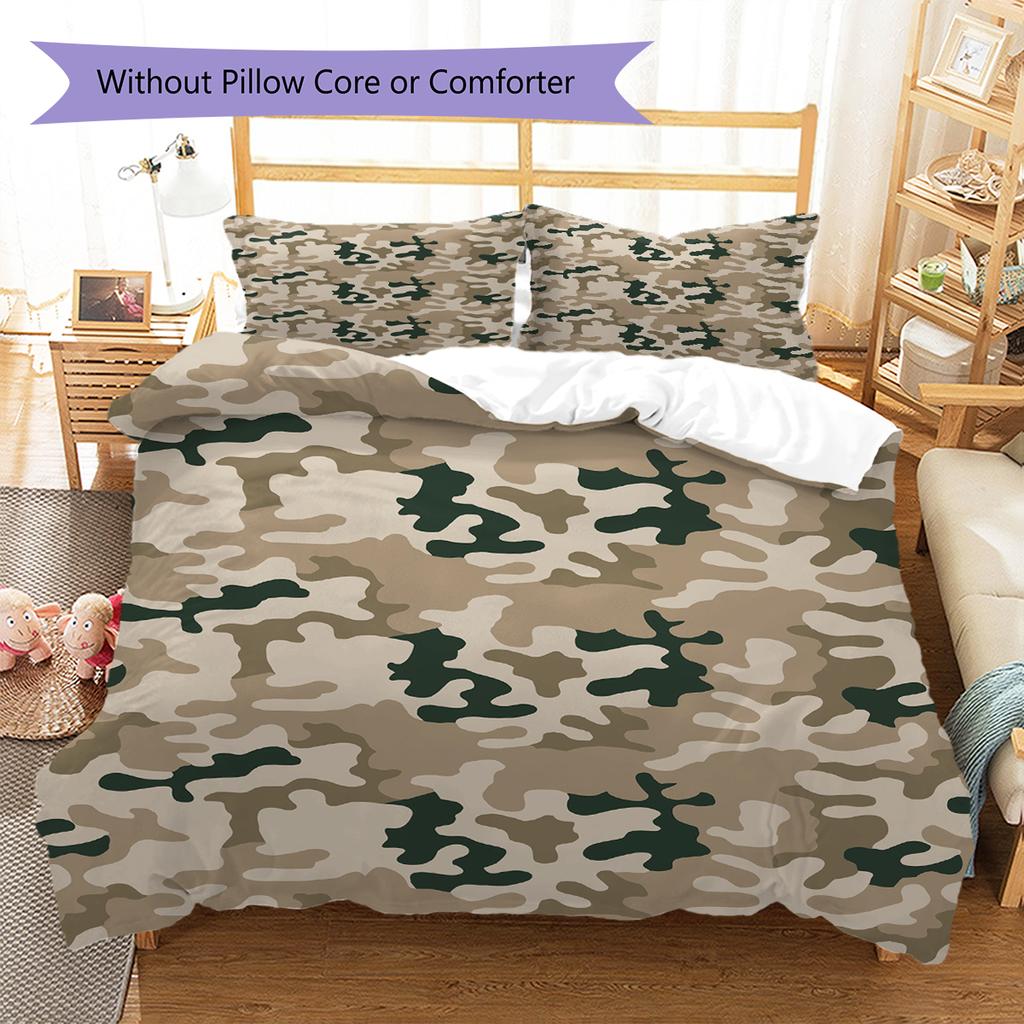 Camouflage Pattern Bedding Quilt Set Quilt Cover Pillowcase Home Decoration Gift (1 * duvet cover + 2 * pillowcase, without core)