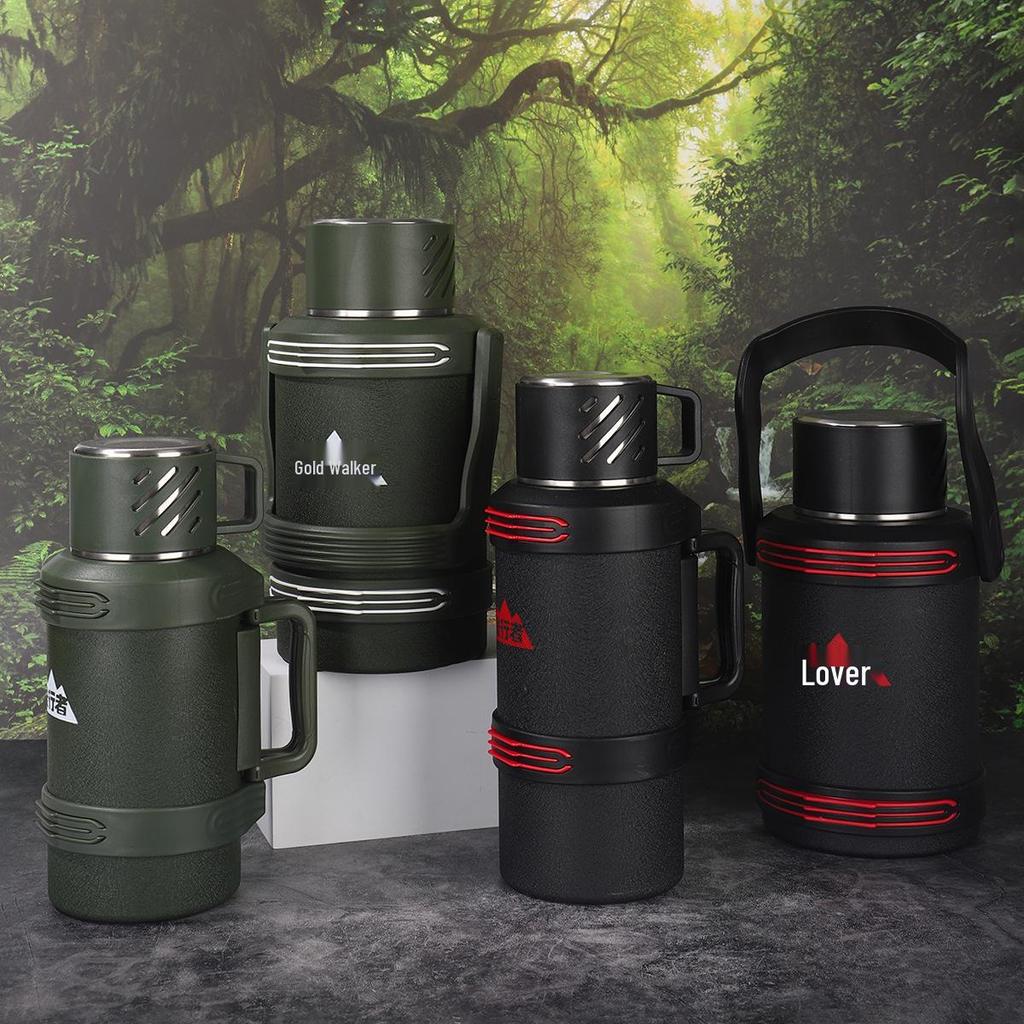 316 Stainless Steel XL Thermos Flask with Mechanical Lid and Large Handle for Outdoor Travel