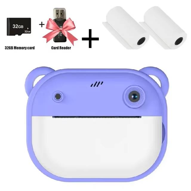 Children Digital Camera Instant Print for Kids Thermal Print Camera Instant Photo Printing Camera Video Toys+32G Memory Card