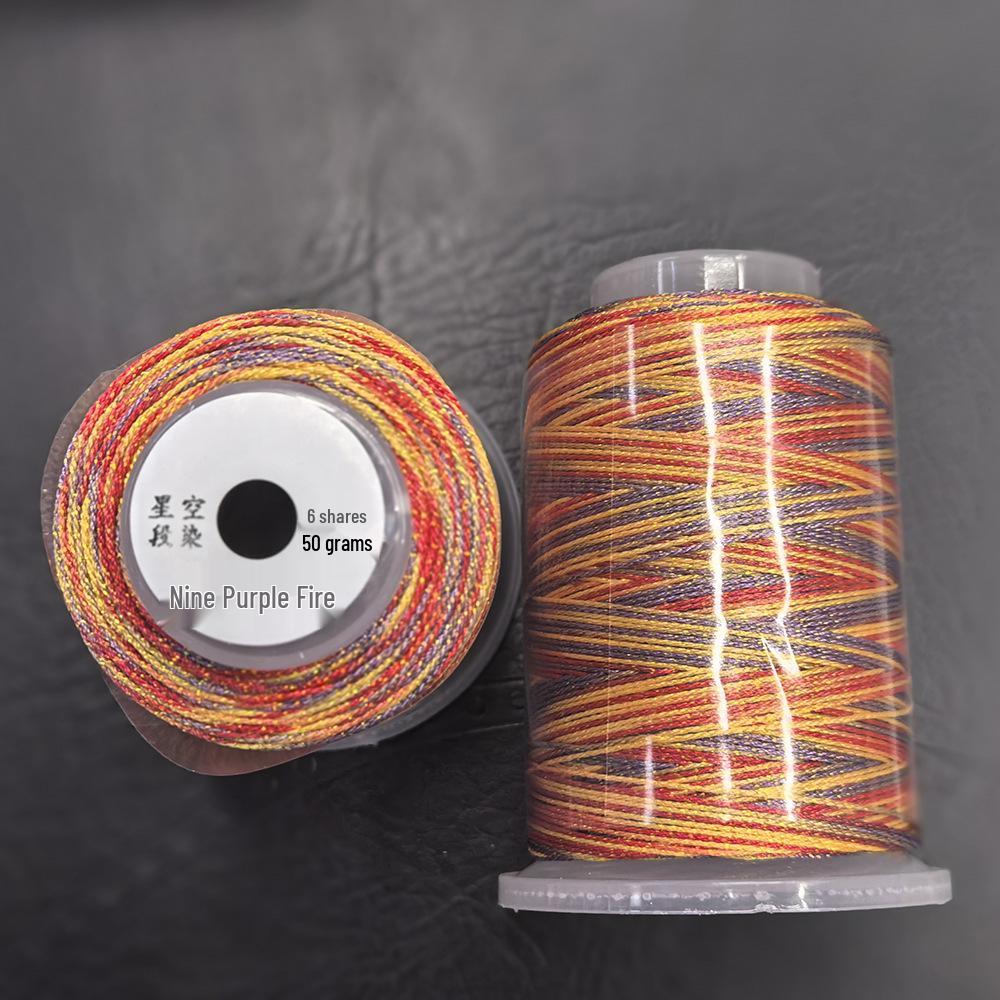 Starry Sky Gradient Yarn: 6-Strand Purple Illusion Tassel for DIY Bracelet & Handmade Weaving Accessories.