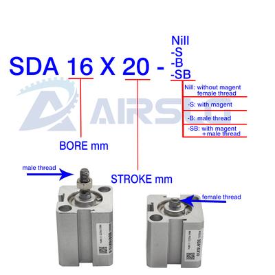 Square Air Pneumatic Cylinder SDA Double Acting Compact Cylinder SDA12 16 Bore 12 16mm Stroke 5-50mm Female /male Thread