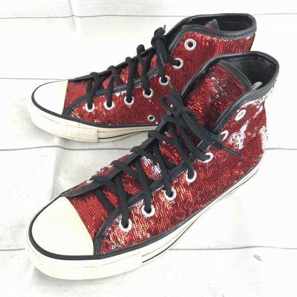 

Converse Кеды высокие All Star с пайетками US4.5 23.5 Красные Черные с кантом