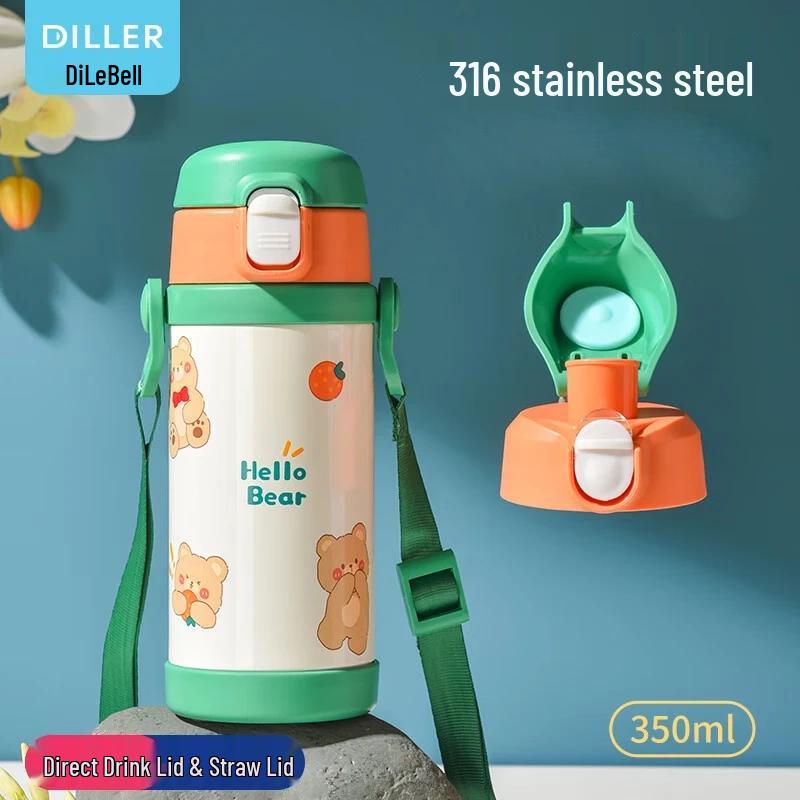 Dillerbell Kids  316 Stainless Steel Dual-Lid Insulated Water Bottle