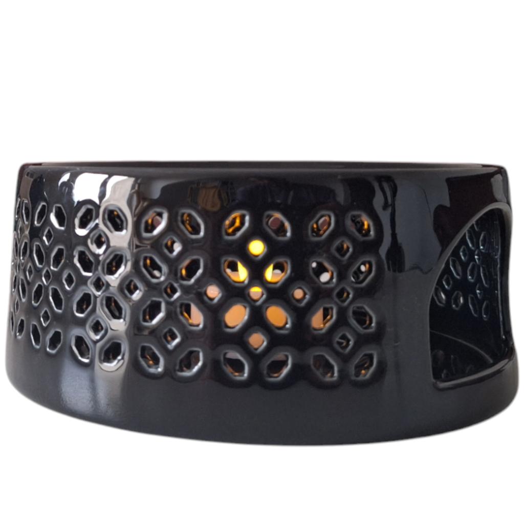 Ceramic Warmer For Tea Light Candle Kettle Jug Black
