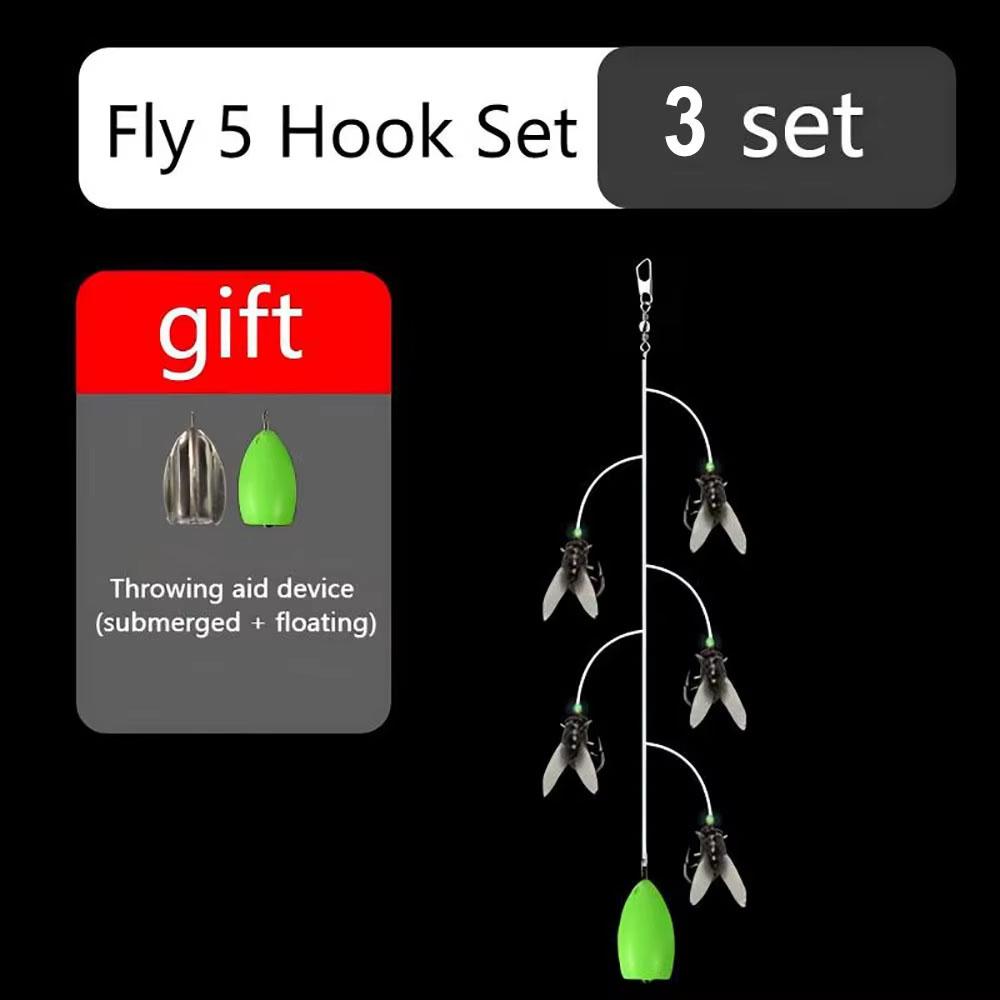 Multi Hook Artificial Fly Fishing Bait Set 3D Biomimetic Fly Fishing Bait Fast Attack Fly Bait Manual Bait Set for Various Fish