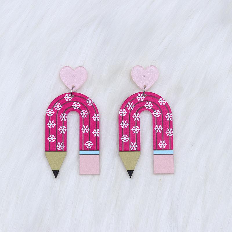 

Christmas Snowflake U-Shaped Acrylic Dangle Earrings for Women