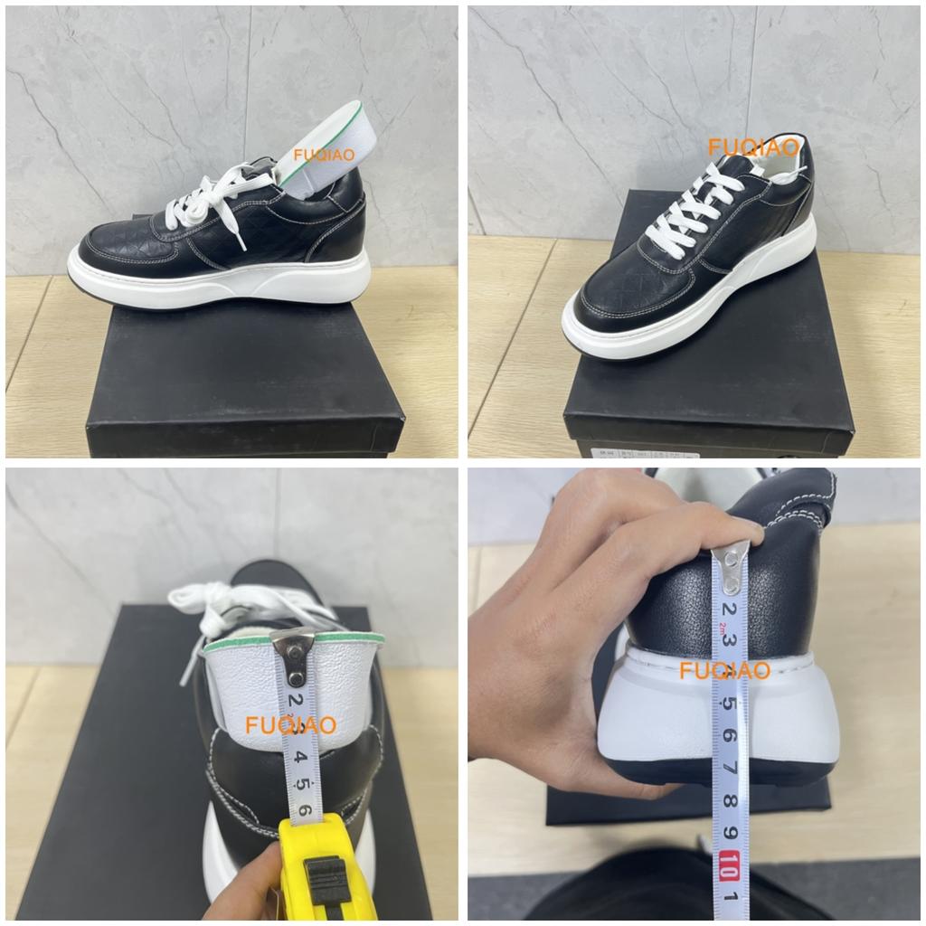 White Leather Sneakers with Thick Soles Elevator Men Shoes Outdoor Men Formal Shoes 7CM Invisible Inner Height Increasing Sports