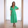 Women's Casual Fashion Trend Summer V-neck Waist Midlength Dress