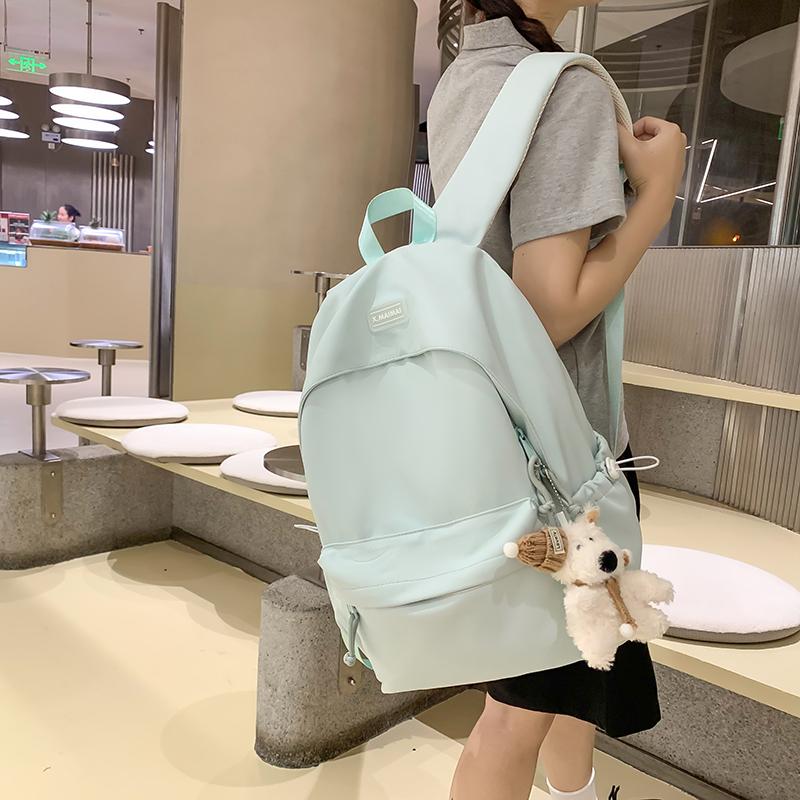 Student Schoolbag Solid Color Campus Backpack Women Large Capacity Backpack