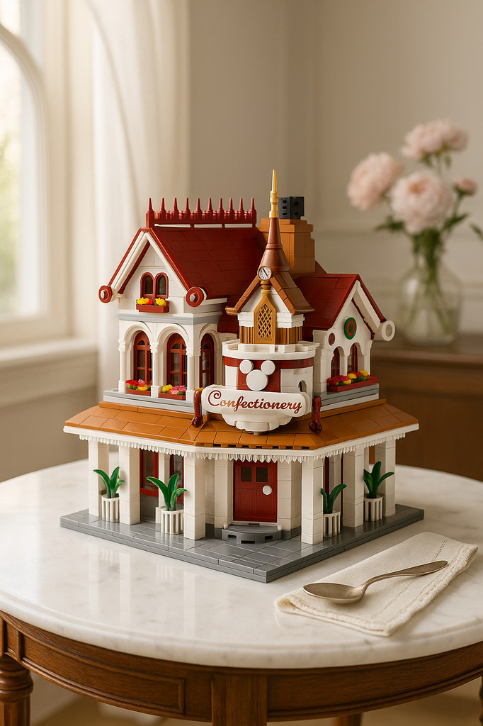 MOULD KING Streetview-Gebäudemodell Das europäische Restaurant Corner-Modell blockiert Ziegelsteine Spielzeug für Kinder Weihnachtsgeschenke