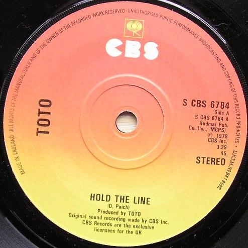 

7inch Record TOTO - Hold The Line SCBS6784 CBS 1978 UK Rock Used