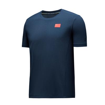 Simple Moisture-Wicking Straight-Cut Short Sleeve T-Shirt Men Tops Midnight-Blue 452430102-3