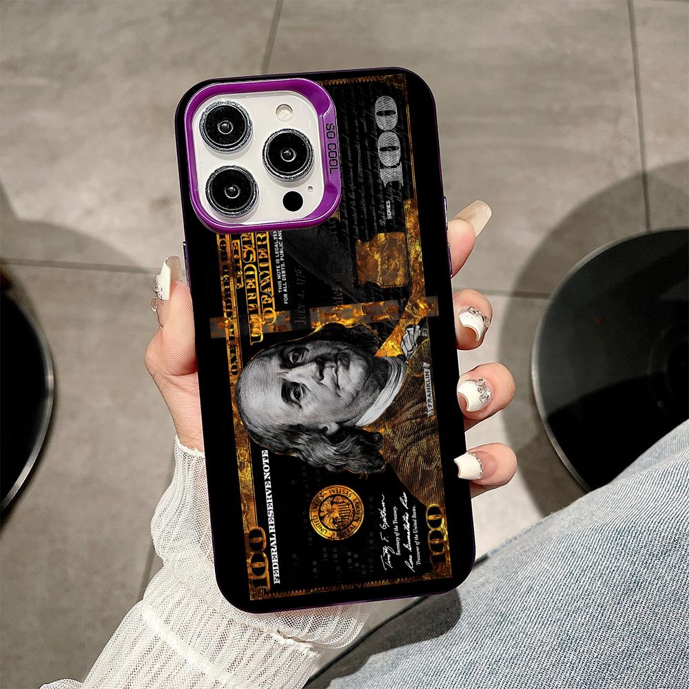 USD Dollar Purple Translucent Mobile Phone Case for iPhone 17 16 15 14 13 12 11 X XR XS Air Pro Max Plus Colorful Cover