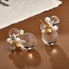 temperament elegant transparent crystal ball stud earrings set with zirconium unique personality Internet celebrity earrings fashion commuter earrings