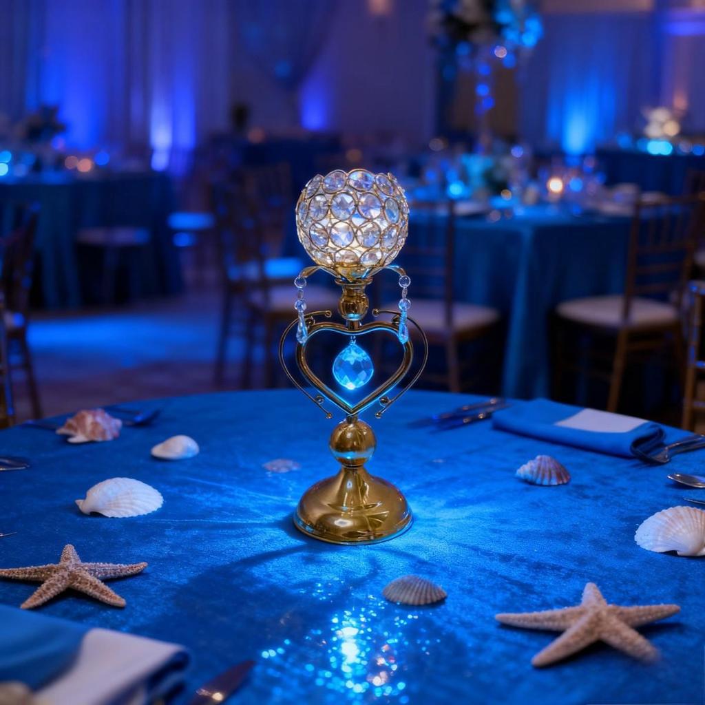 European Iron Crystal Candelabra: Heart-Shaped Metal Ornament for Candlelit Dinners & Home Decor