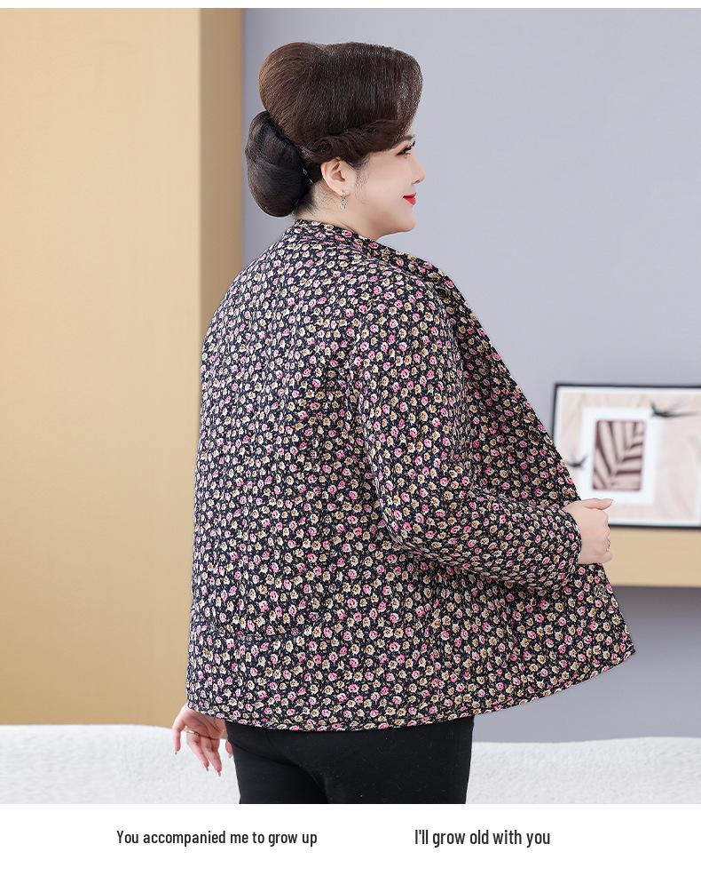 Plus Size Cotton Jacket for Women - Lightweight, Fleece-Lined, Ideal for Indoors & Outdoors. Perfect for Middle-Aged & Elderly.