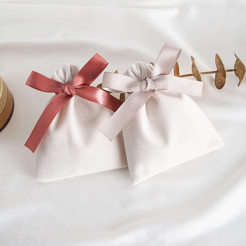 10Pcs 7x9cm 10x12cm 12x15cm 15x20cm Beige Velvet Bag Jewelry Suede Gift Packaging Wedding Favors Candy Earrings Bracelet Pouch