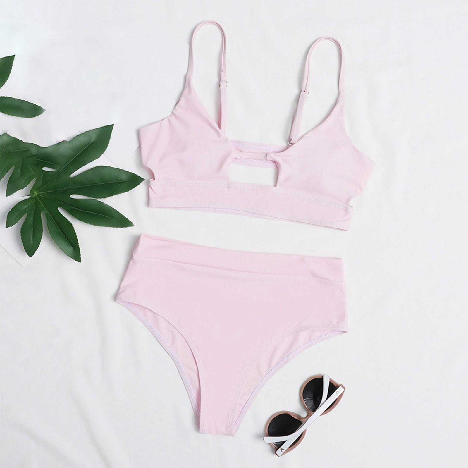 

Женский модный U-образный вырез топ + нижнее белье раздельный купальник бикини S розовый