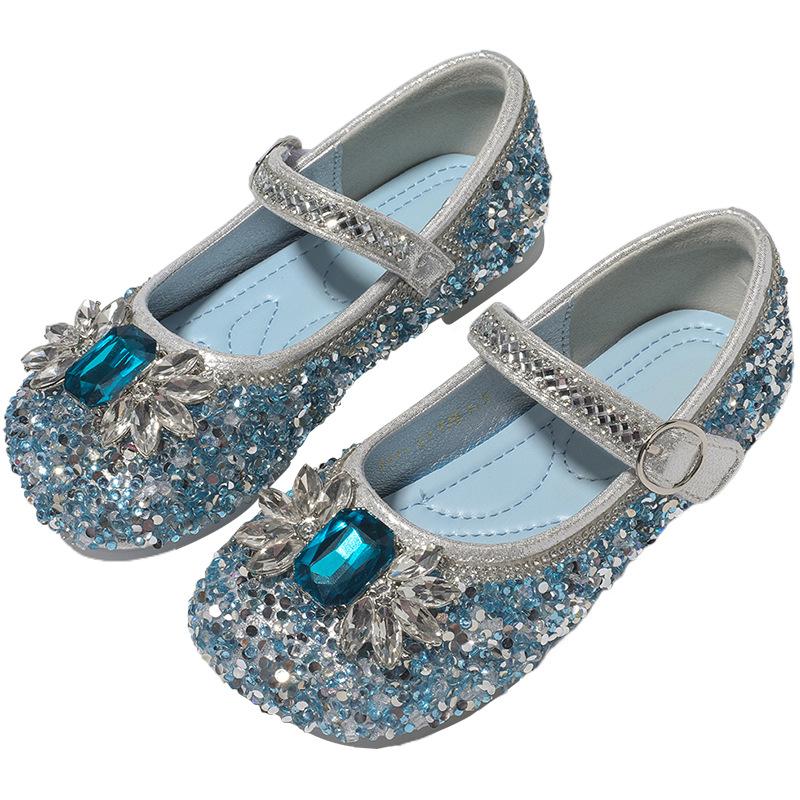 Girls' princess shoes 2026 spring and autumn new rhinestone shiny Elsa catwalk shoes non-slip soft-soled women's treasure Doudou shoes