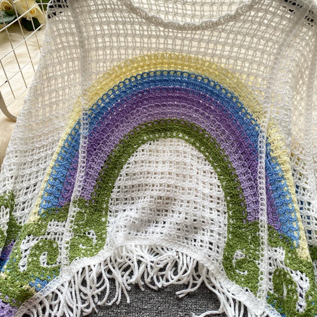 DIMANAF 2024 New Women Bat Vest T-Shirt Knitted Basic Fashion Tops Colorful Lace Tees Casual Loose Green Tees