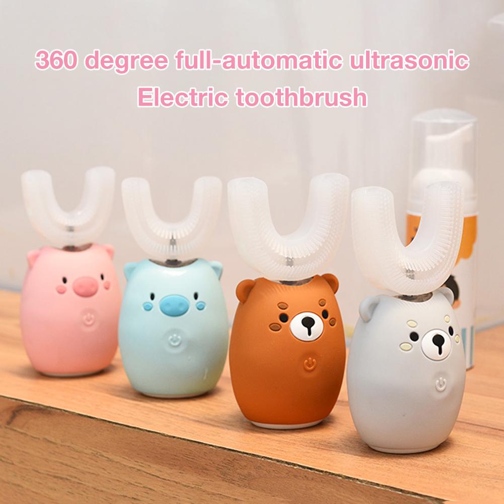 Children's Electric Toothbrush Cartoon Blu-ray Whitening Teeth Brush Rechargeable Waterproof Sound W