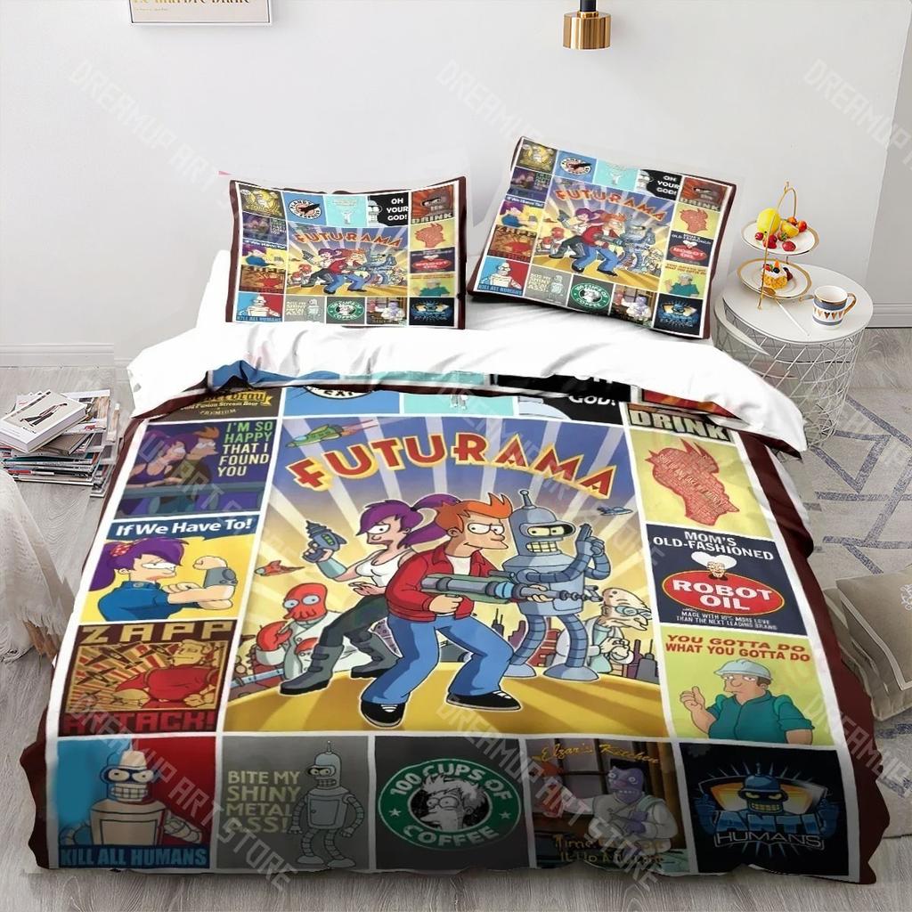 3D Printed F-Futuramas Bender Bedding Set for Boys Girls Duvet Cover Pillowcase Twin Queen King Full Single Double Sizes
