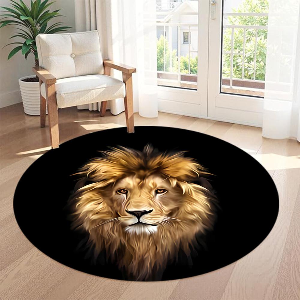 Lion Round Area Rug Perfect for Bedrooms Decorate room Dormitory Dining Room Anti-slip Round Rug Anime Office Decor