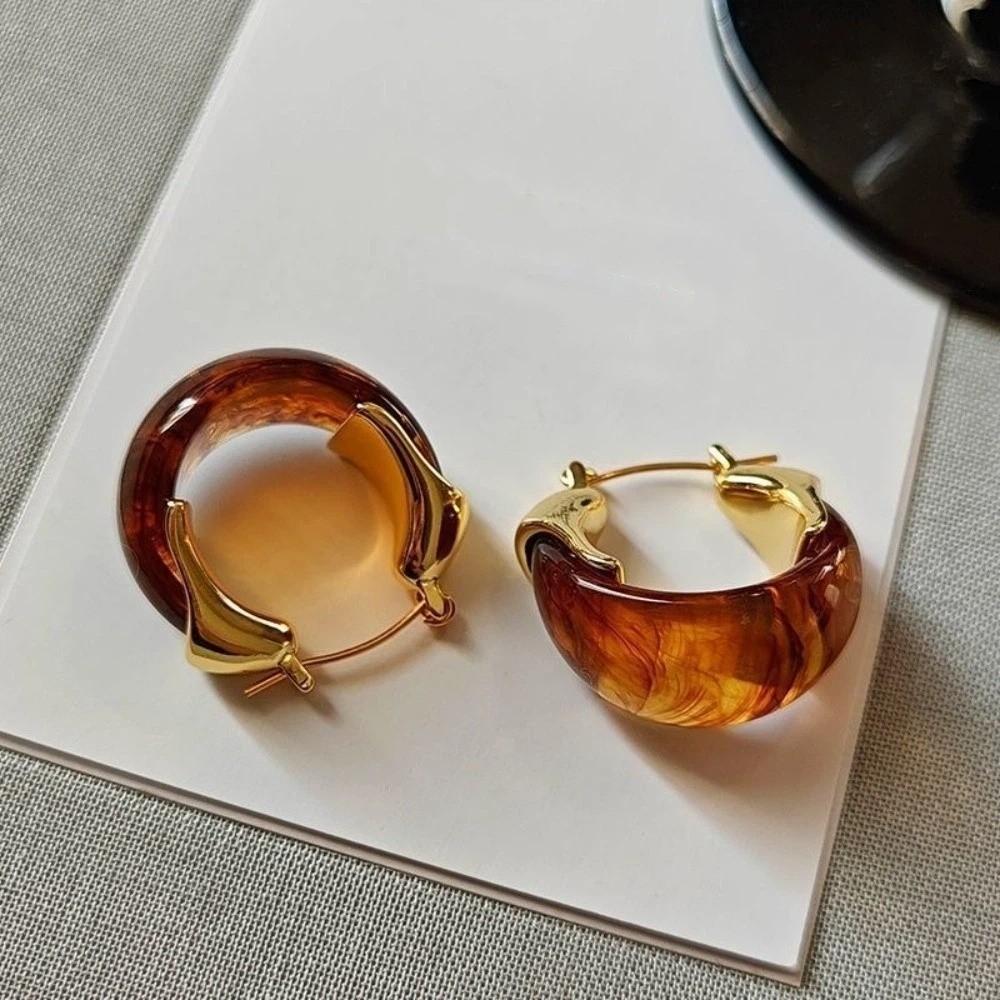 Pendant Vintage Women's Earrings Light Luxury Amber Ear Stud Elegant Amber Color Earrings  Wedding
