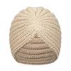 Women Bandana Turban Winter Knit Turban Cap Center Cross Hair Scarves Boho Warm Headband Muslim Hat