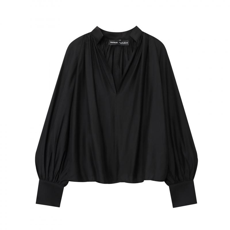 2025 Women's Versatile V-neck Lantern Sleeve Casual Pullover Top
