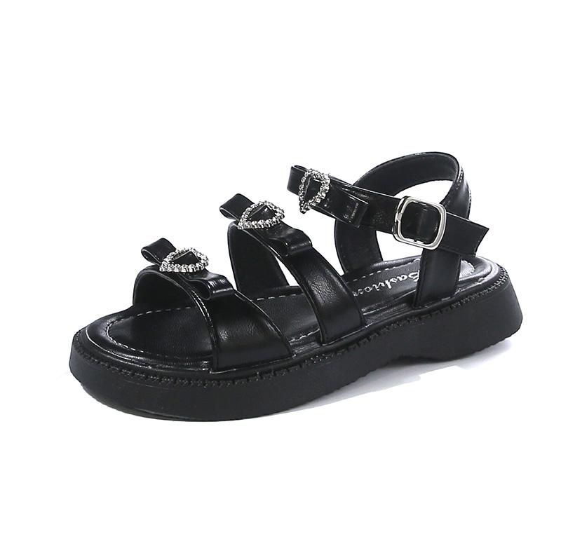 

Girls Sandals Summer New Children s Princess Shoes Middle and Large Children s Beach Leakage Finger Shoes Soft soled Shoes 32 чёрный