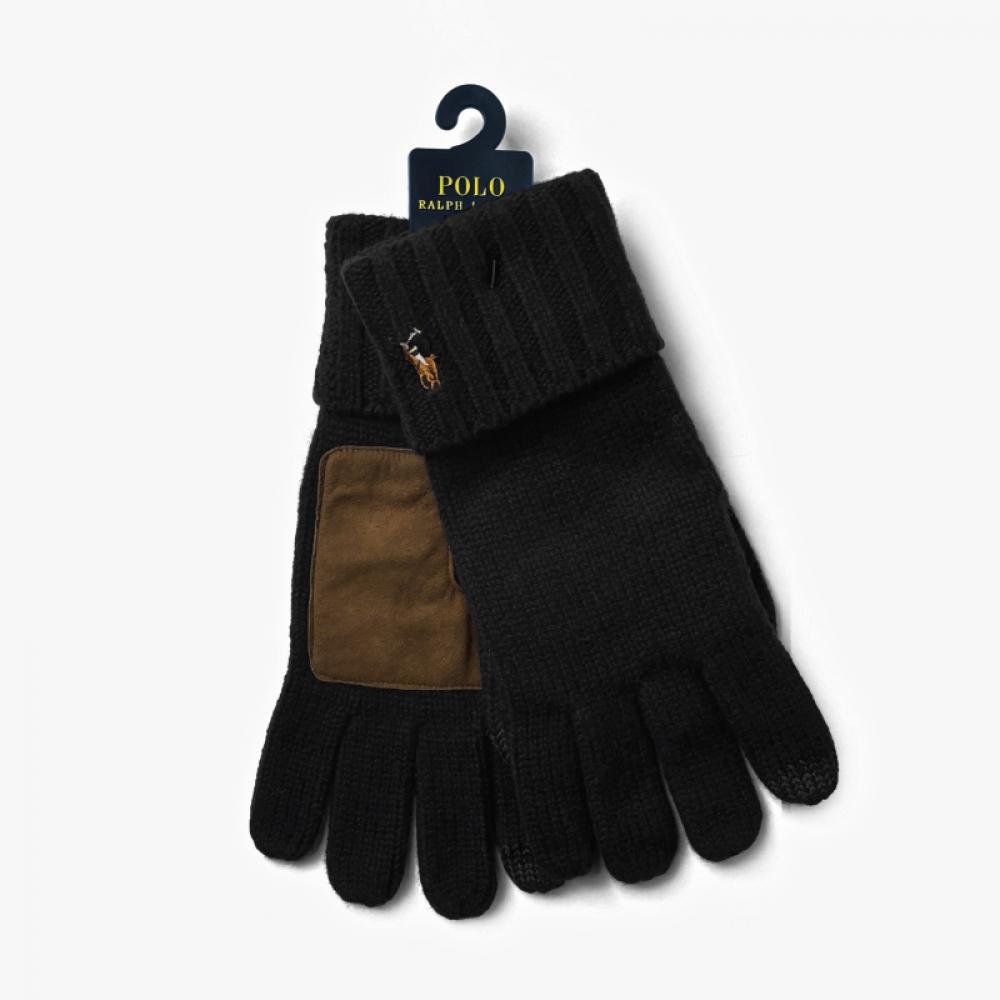 Polo Ralph Lauren Pc0494 002 Pony Touchscreen Leather Patch Gloves