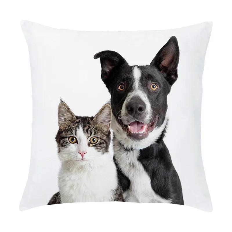 Cute Dog Cat Pet Series Printed Pattern Cushion Cover Home Living Room Sofa Decoration Square Pillow