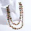 Minar Bohemian Multicolor Irregular Natural Stone Shell Crystal Glass Beads Beaded Necklace for Women Long Strand Sweater Chain