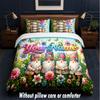 Set Biancheria da Letto a Tema Gnomo con Testo o Nome Personalizzato, 3 Pezzi, 1 Lenzuolo Sotto con Angoli & 2 Federe, Biancheria da Letto Personalizzata per la Casa