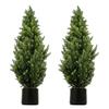 2pcs Artificial Topiary Trees Lifelike Evergreen Faux Cypress Trees Potted Plants Shrubs for Outdoor Indoor Front Porch