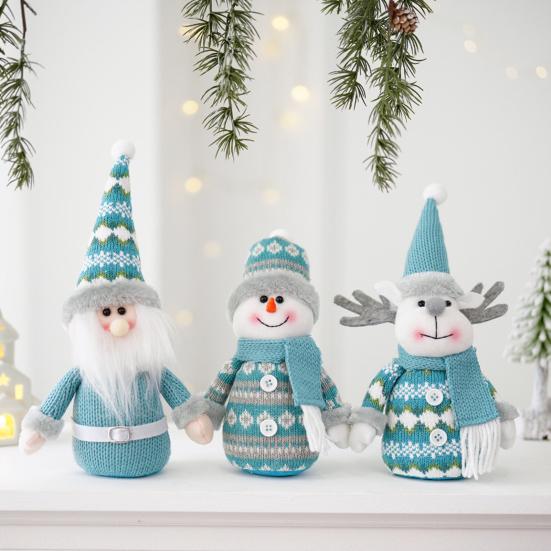 Christmas Doll Blue Snowman Santa Claus Reindeer Christmas Doll Handmade Plush