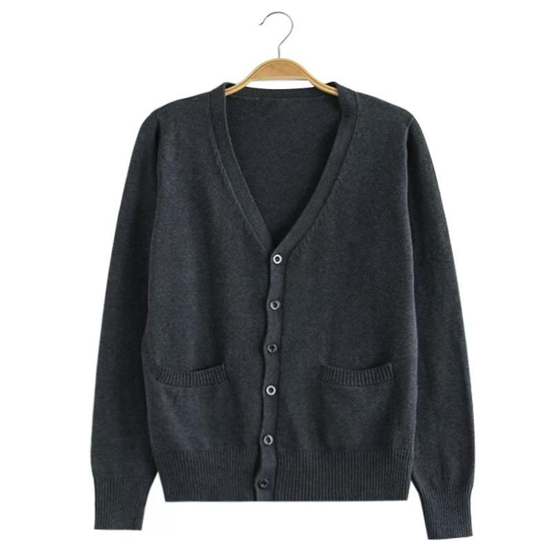 Unisex College Style V-Neck Long Sleeve Knit Sweater Vest for Spring and Autumn