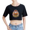 Women's Stylish Burgerpommes ICrimax Printed T-Shirt Short Sleeve Round Neck Slim Fit Wild Casual Crop Tops for Summer