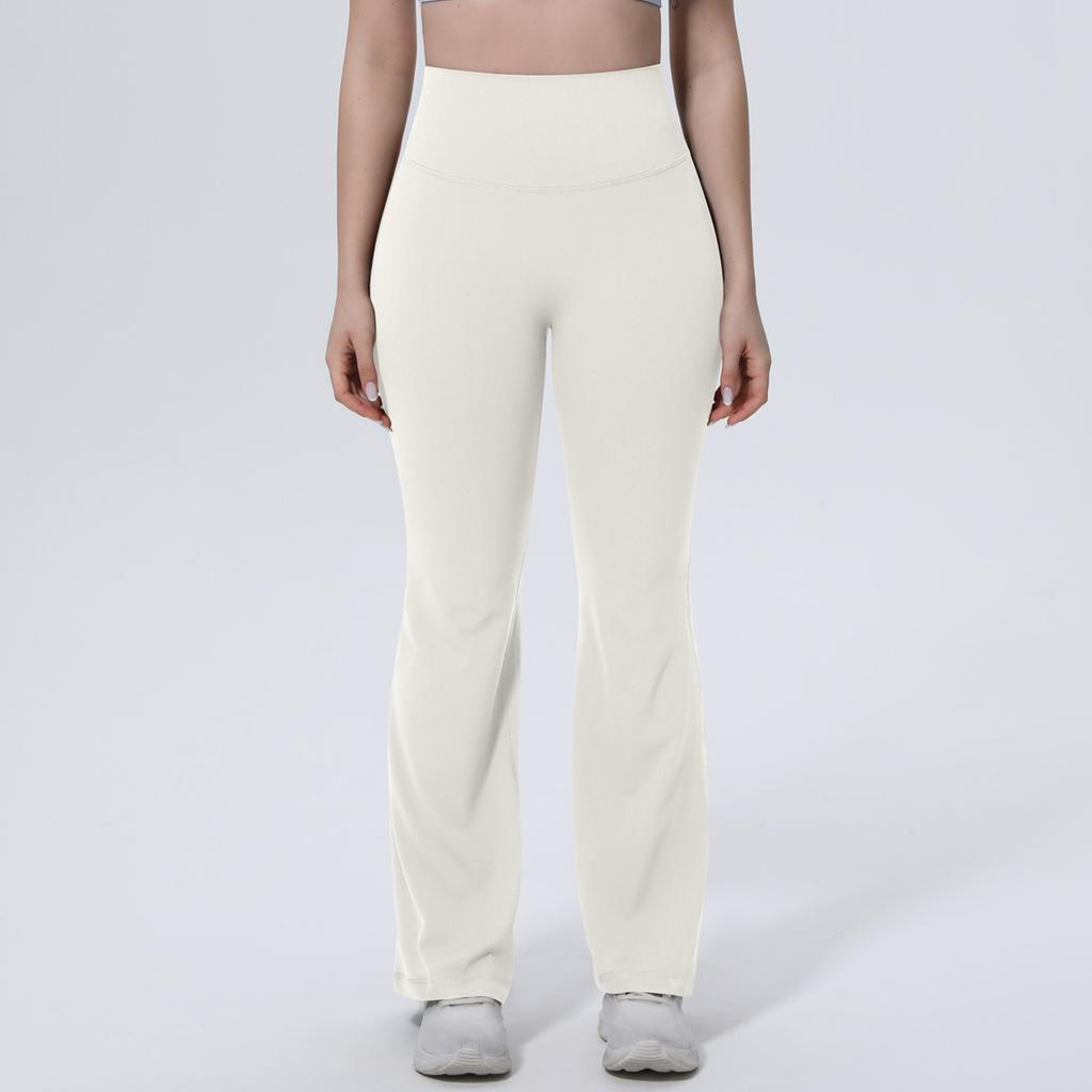 New solid color breathable high waist hip lift tight wide leg pants sports running fitness flared pants yoga clothes women