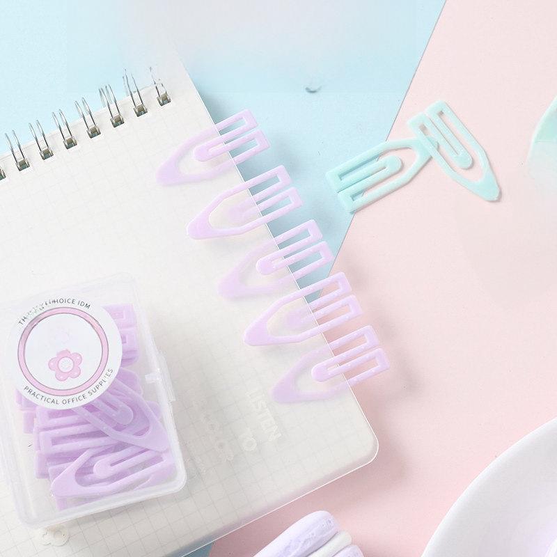 Macaron Color Boat-Shaped Paper Clips, Creative Boxed Set with Large & Small Metal Clips for Office Use