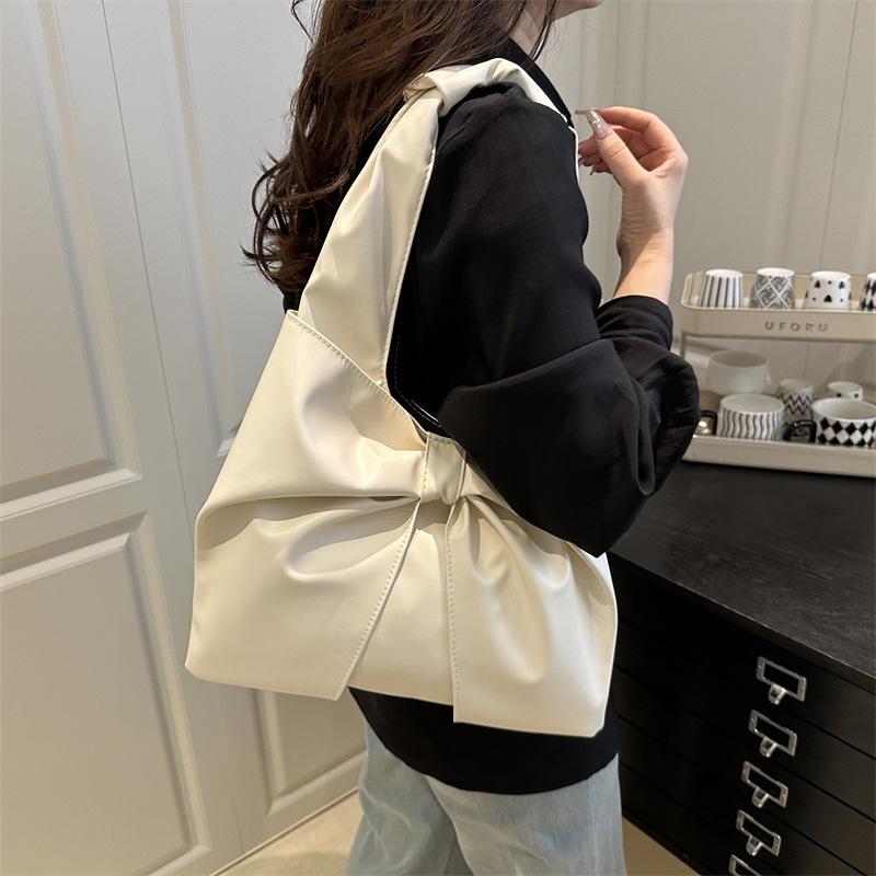 Women Fashion Large Capacity Bowknot Simple Tote Shoulder Handbag