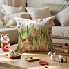 Japanese Cartoon Illustrations Cushion Cover Anti-dustmite Pillowcase Invisible Zipper Silky Short Plush Sofa Cushion Cover