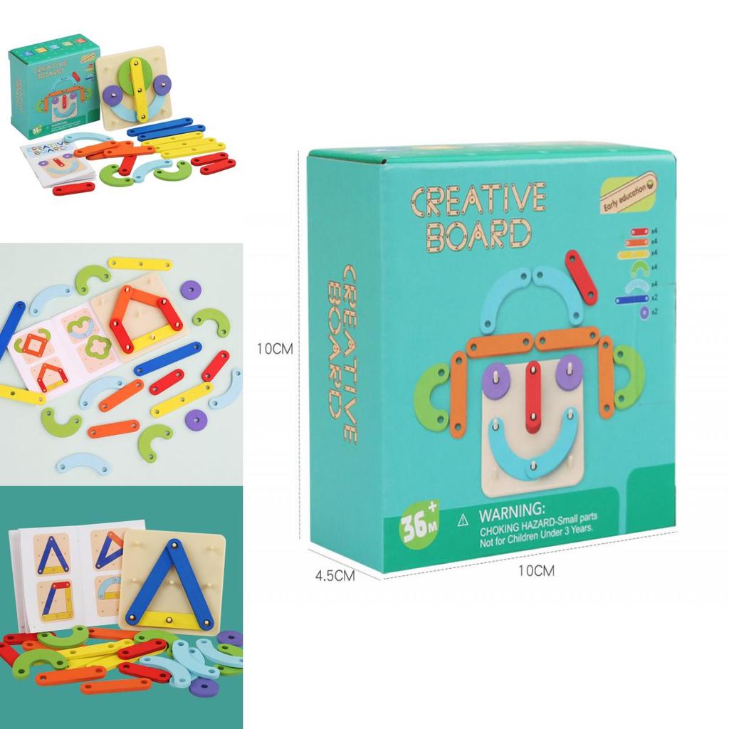 Creative Wooden Geometric Shape Puzzle Nail Board Kid Toy For Early Learning
