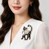 Cartoon Cute Enamel Brooch Curved Tail Black White Cat Metal Personalized Sweet Women Suit Shirt Jewelry Pin Accessories Gifts